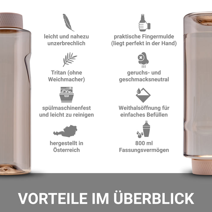 Kavodrink Premium Brown with pink lid drinking bottle 800 ml