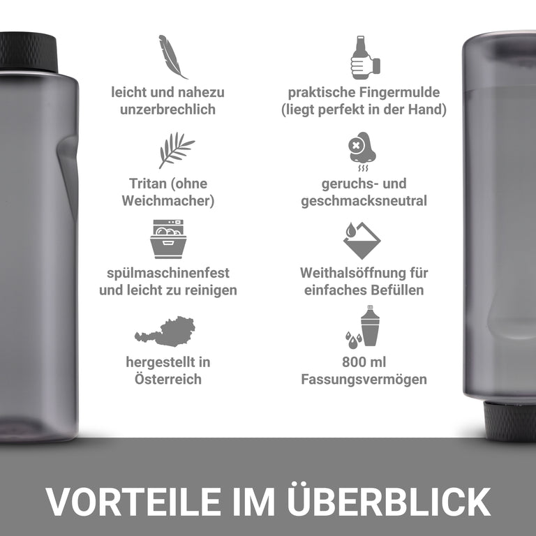 Kavodrink Premium black matt drinking bottle 800 ml